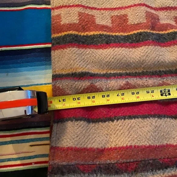 Pioneer wear vintage colorful southwestern print wool and suede fringe jacket - Picture 6 of 14